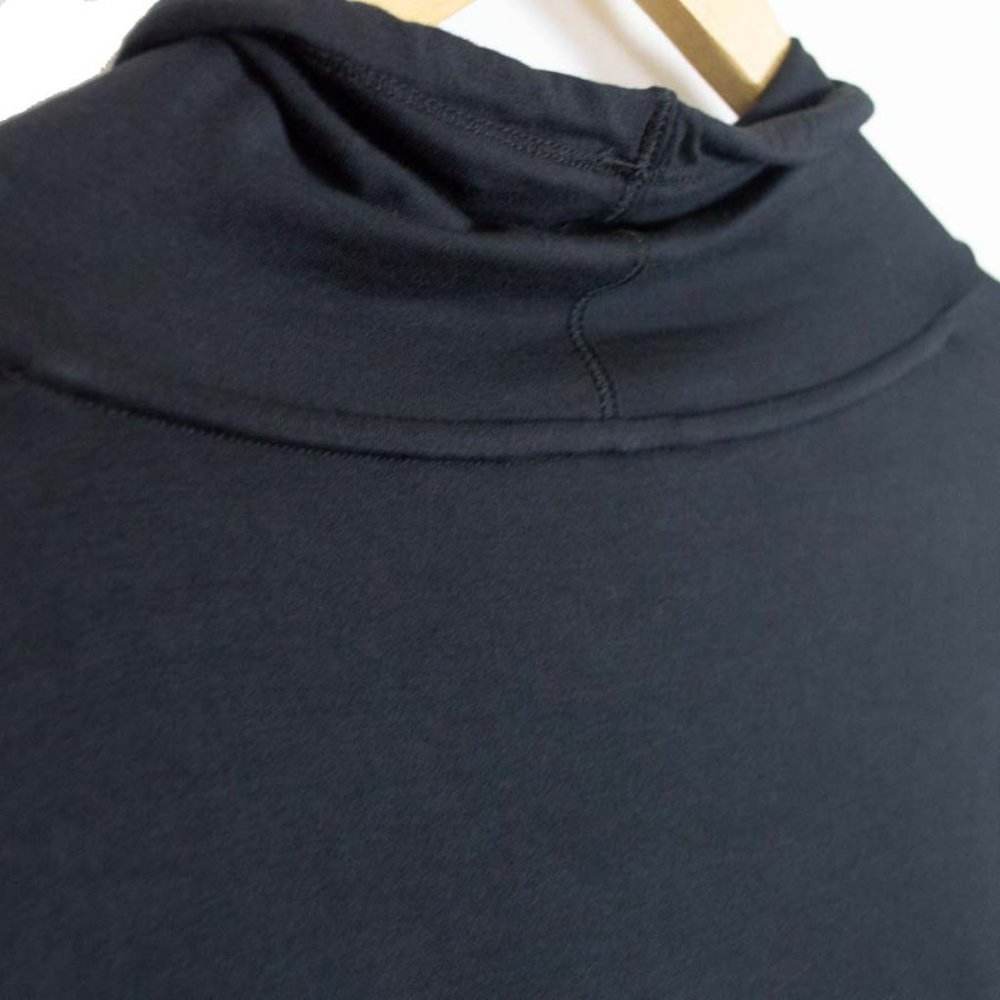 Calvin Klein Black High Low Drawstring Neck Long Sleeve Logo Trim Rayon Top NWOT - Picture 6 of 10